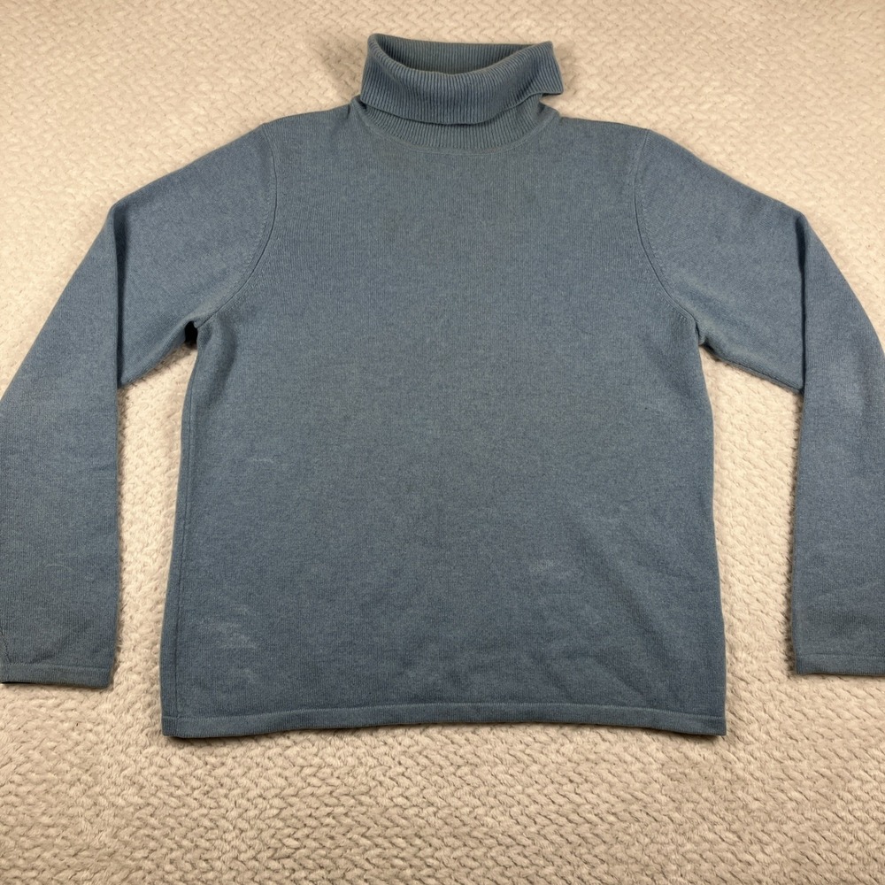 Womens Charter Club Cashmere Sweater PM Blue Turtleneck Old‎ Money Quiet Luxury